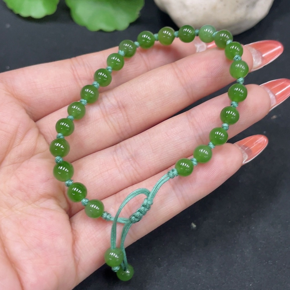 H35084192 Hetian Jade Jasper Bracelet Approx. 5.4mm Total Weight Approx. 7g
