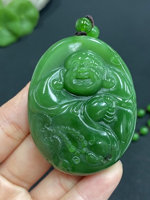 H28261106 Hetian Jade Pendant - Buddha with Non-Hetian Jade Chain, Total Weight Approx. 80.7g (Incl. Chain)