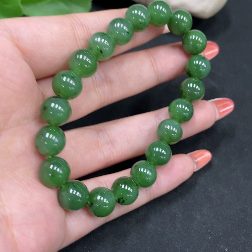 H35084008 Hetian Jade Jasper Bracelet, approx. 9.6mm, total weight approx. 28.1g