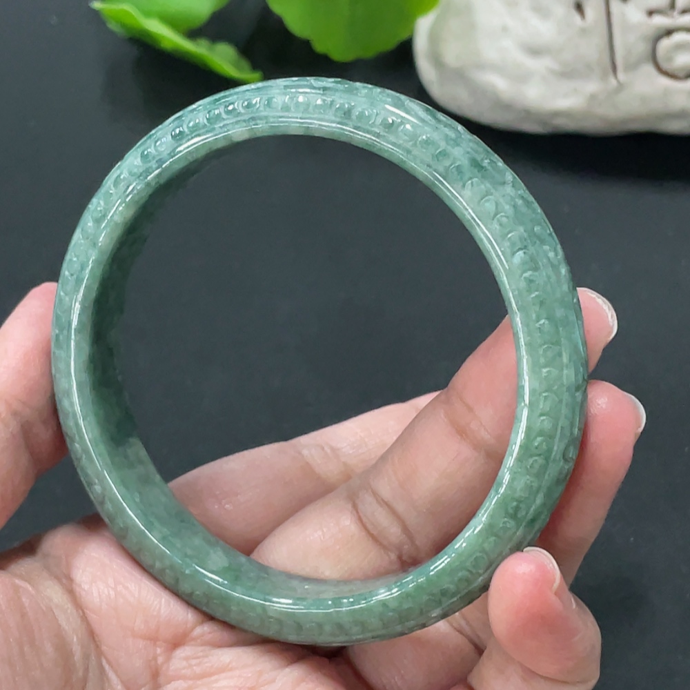 F33935013 Jadeite Round Bangle, Total Weight Approx. 49.5g, Size 60.3
