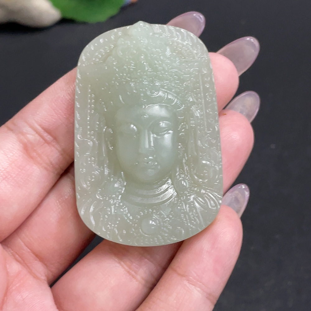 H34957176 Hetian Jade Pendant Guanyin Total Weight About 32.8g
