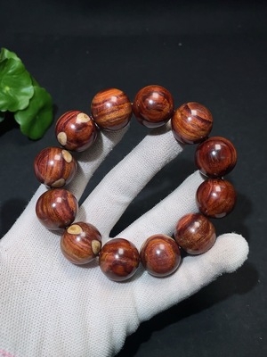 W33936975 Huanghuali Wood Bead Bracelet, Total Weight Approx. 43.7g, Size About 19.6mm