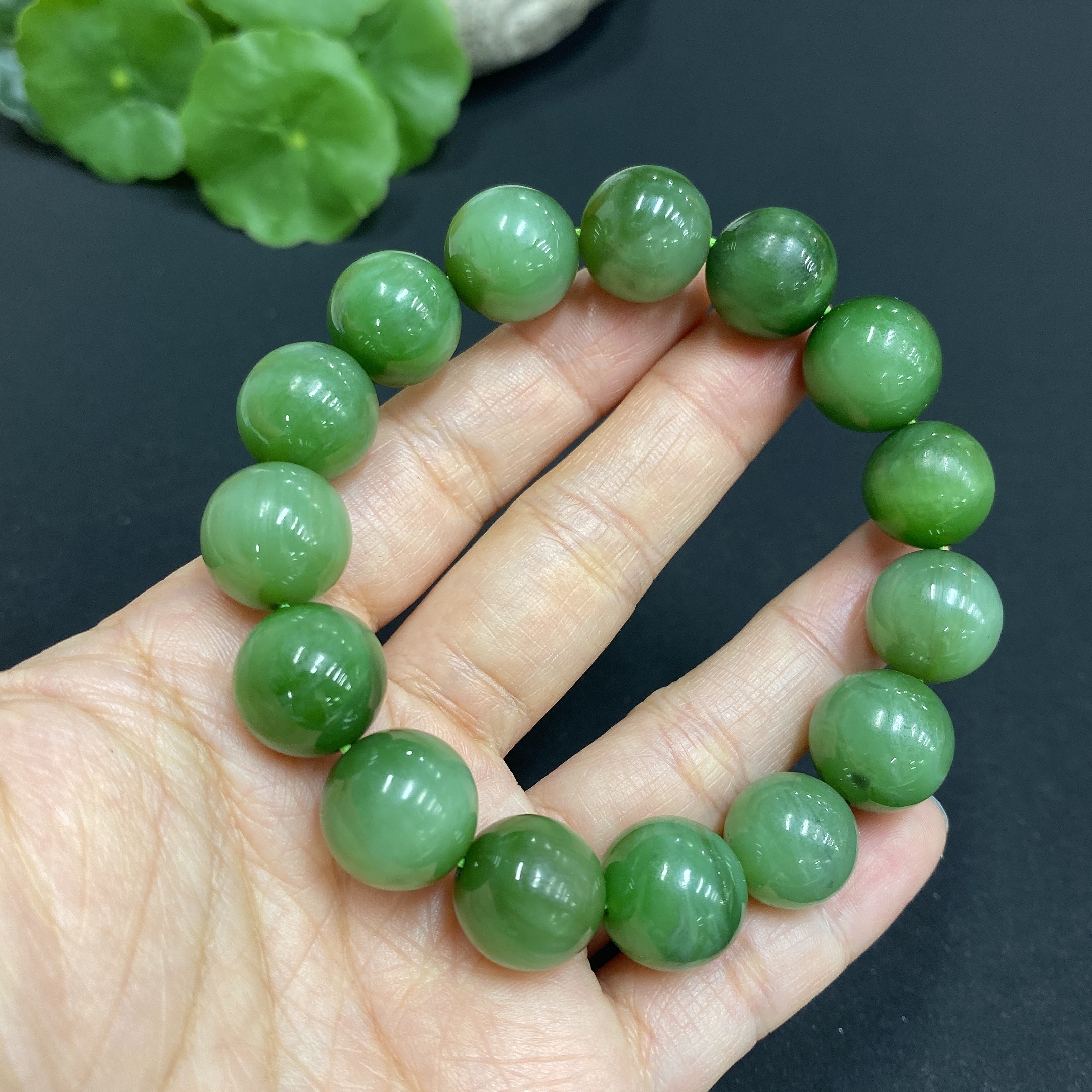 H32760030 Hetian Jade Bracelet Approx.13.6mm Total Weight Approx.58.2g