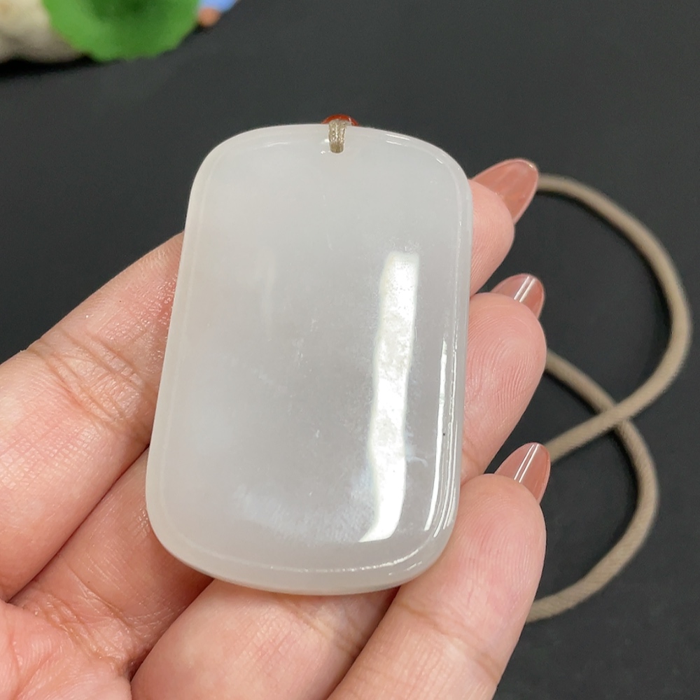 H34004080 Hetian Jade Pendant, Plain Pendant, Total Weight [with rope]: 40.6g