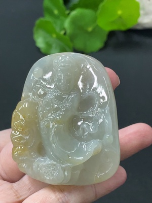 F35109714 Jadeite Guanyin Pendant, Total Weight Approximately 47.19g