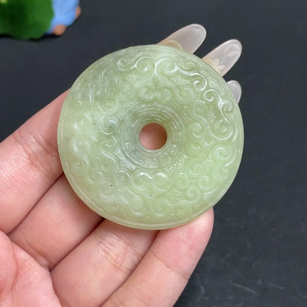 H28272862 Hetian Jade Pendant, Antique-style Button, Total Weight Approx. 40.6g