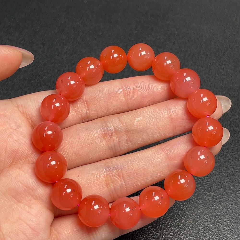 C33921077 South Agate Beaded Bracelet, Total Weight Approx. 36.92g, Size Approx. 11.3mm