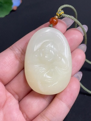 H33930748 Hetian Jade Pendant Buddha Total Weight [with rope] 46.5g