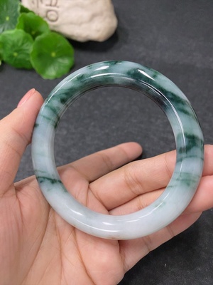 F34976910 Jadeite Round Bangle Bracelet Size 54mm Total Weight Approximately 53.311g Containing Other Mineral Components