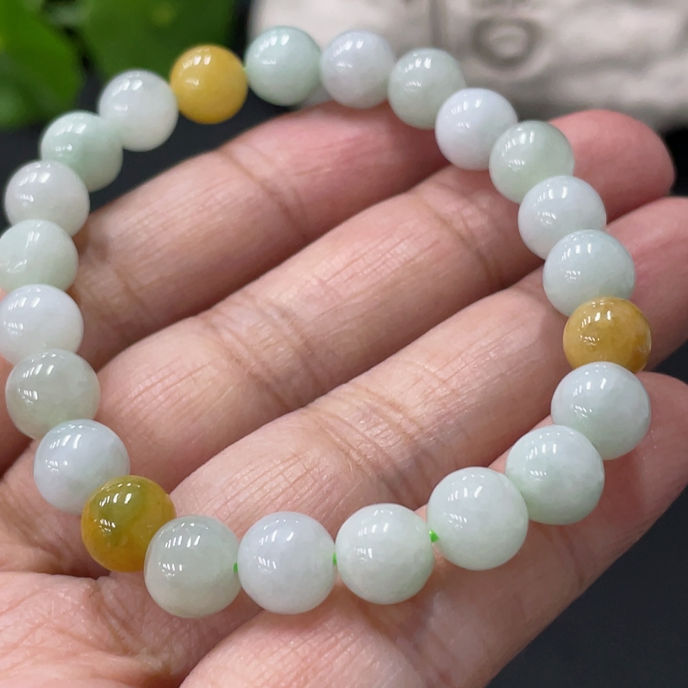 F33837853 Jadeite Bracelet Approx 7.6mm Beads Total Weight 16.9g Color Origin Undetermined
