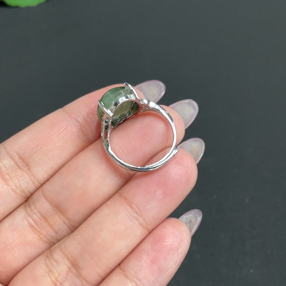 H33900636 Hetian Jade Inlaid Adjustable Ring