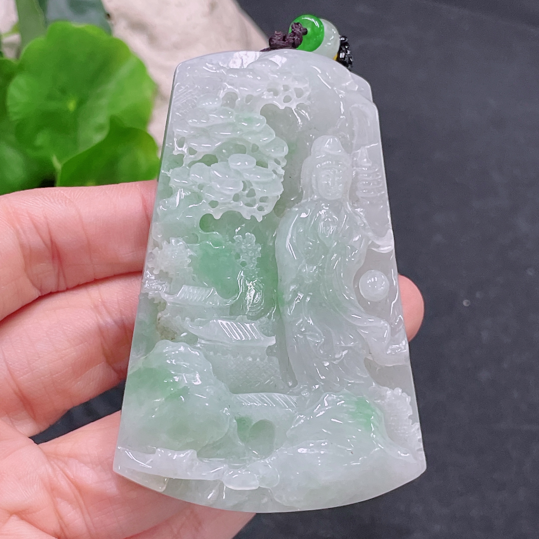 F33864917 Jadeite Pendant Guanyin with Cord Total Weight Approx. 93.4g
