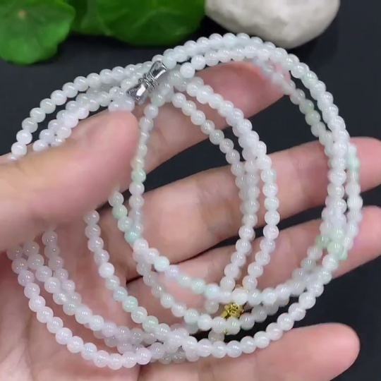 F34001903 Jadeite Beads Strand Sell as a Lot Non-Gold Inlaid