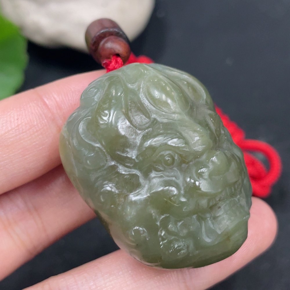 H31635326 Hetian Jade Pendant Rui Beast Total Weight (with rope) Approx. 49.6g