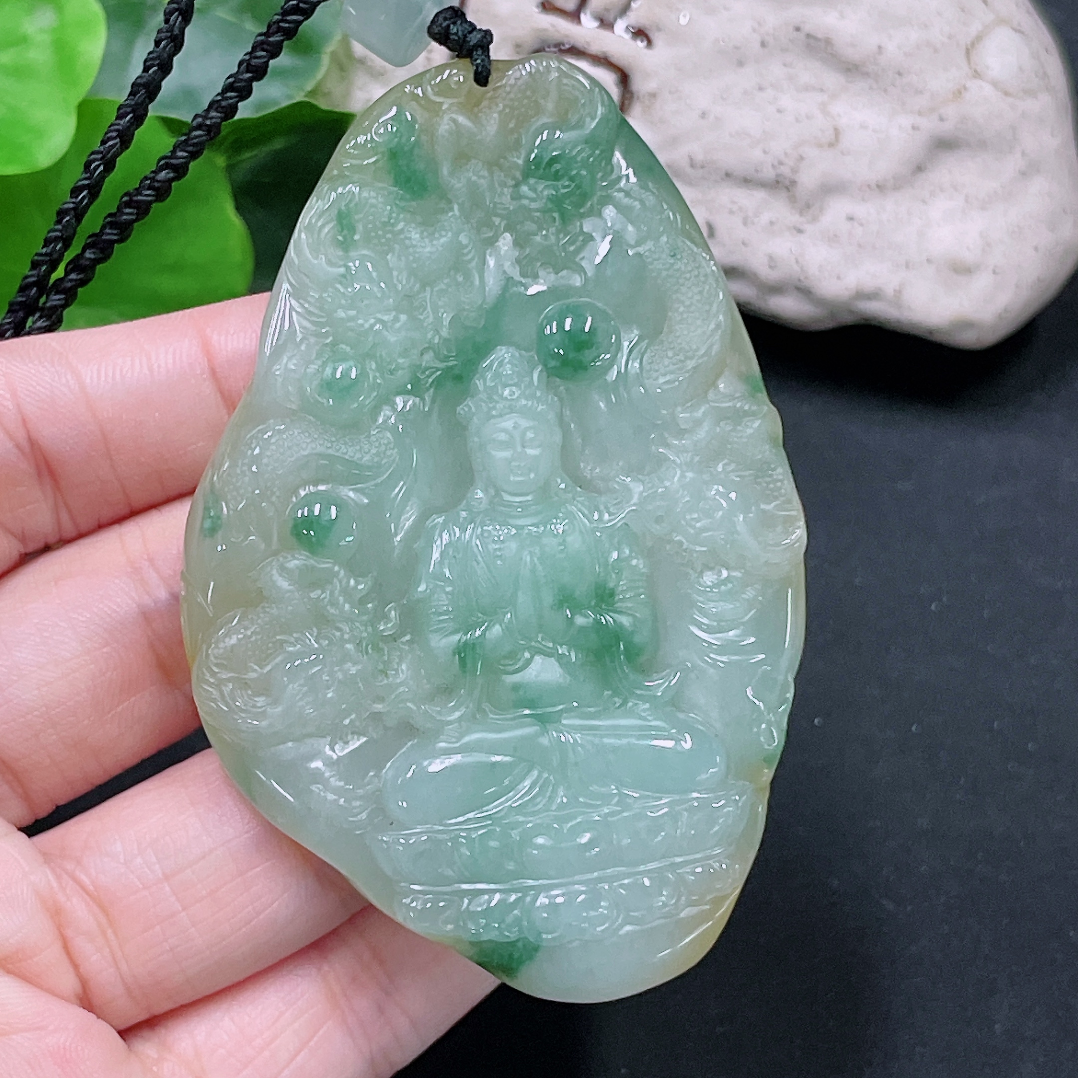 F33919282 Jadeite Divine Dragon Protector Pendant