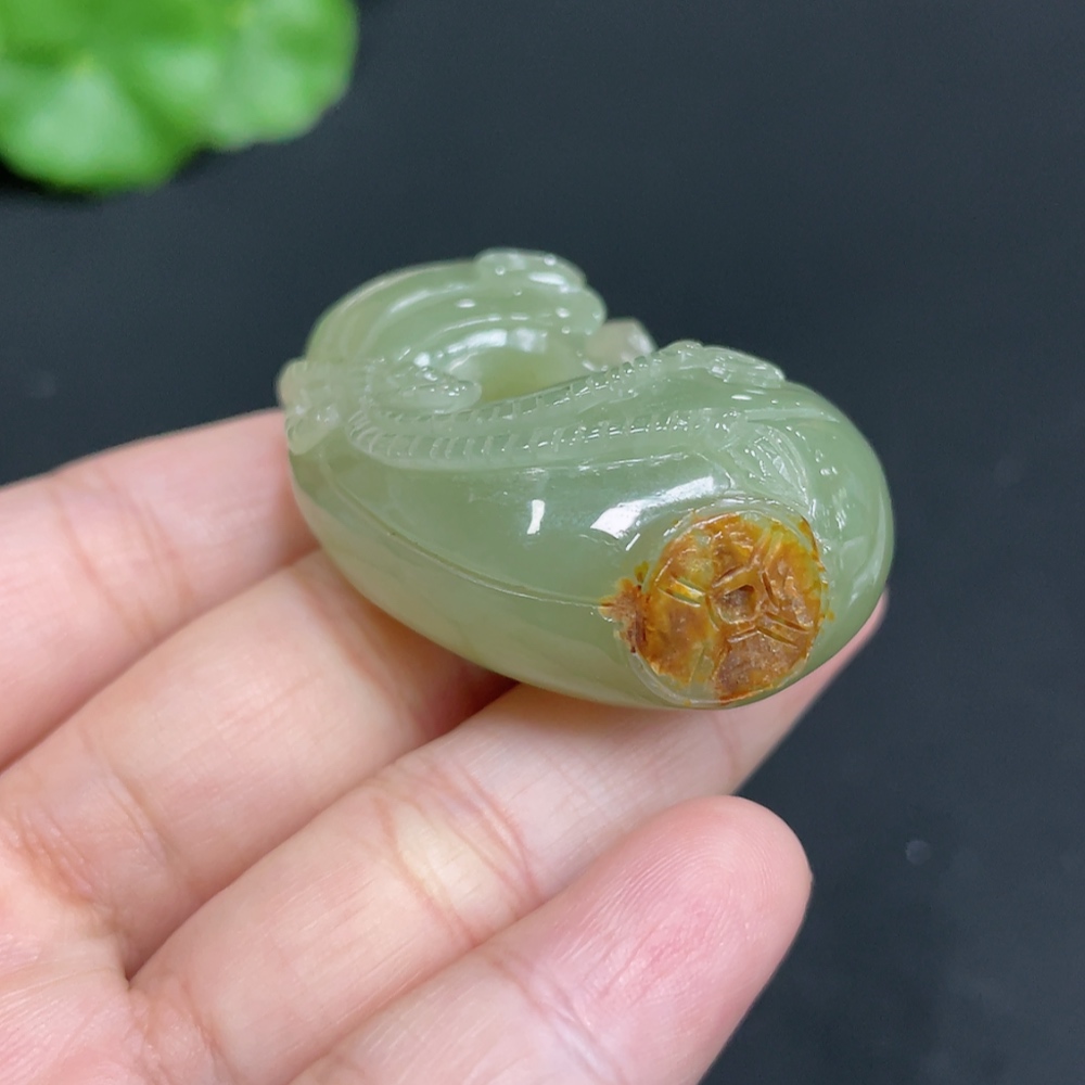 H34072435 Hetian Jade Pendant - Lucky Bag, total weight approx. 28.1g, undetermined skin color origin