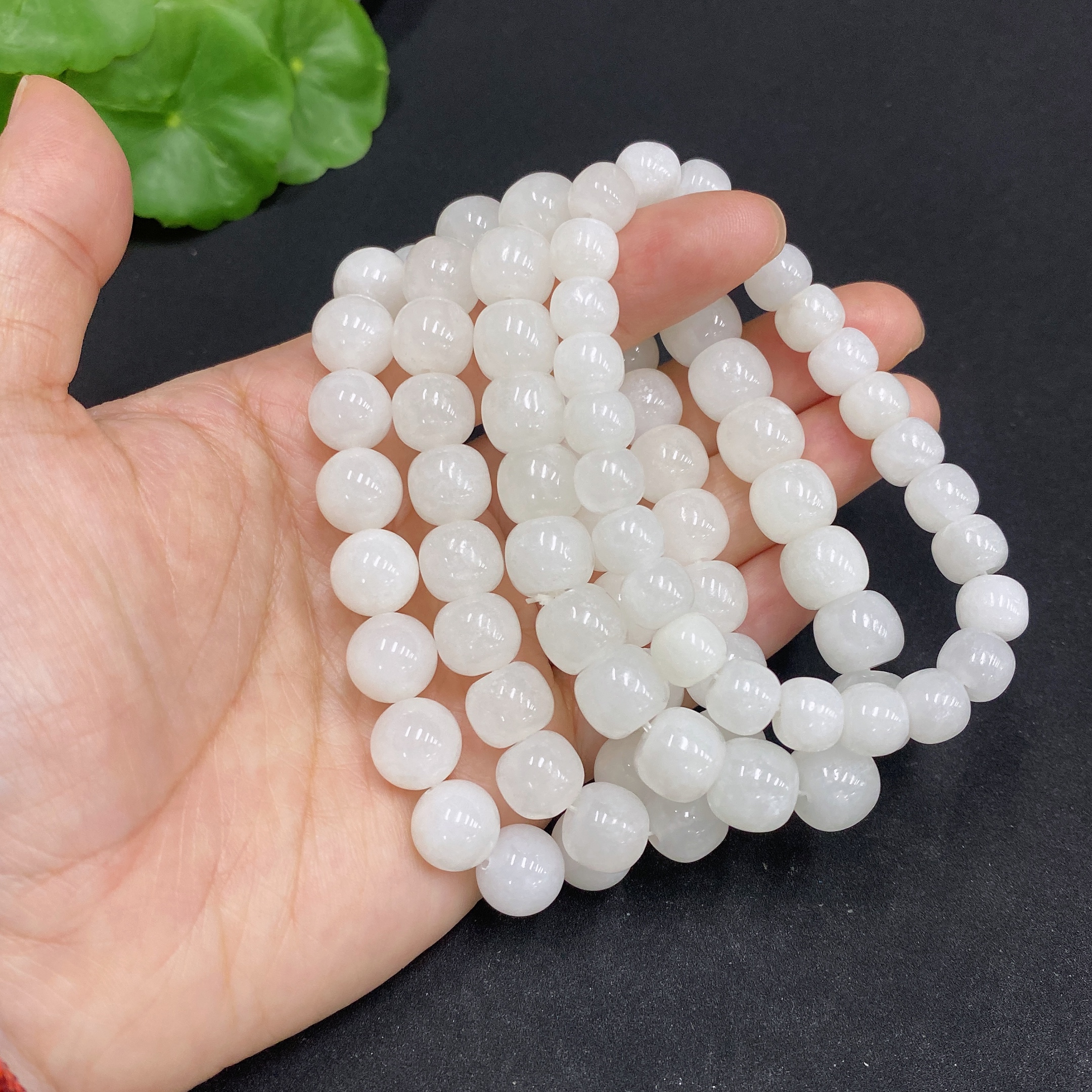 H34014415 Hetian Jade Bracelet, Max. Bead Size Approx. 9.6mm, Total Weight Approx. 113.3g, Containing Other Mineral Components