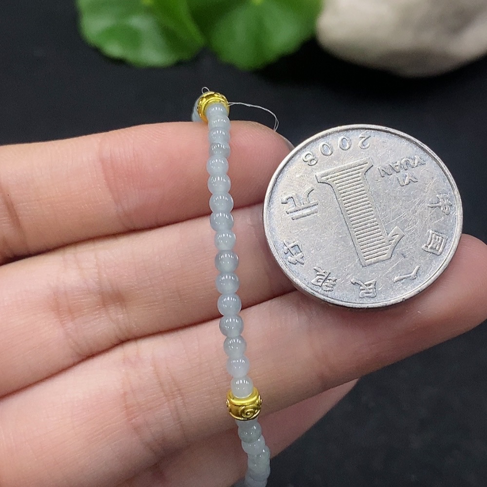 F34057452 Jadeite Bracelet 3mm approx. Non-gold inlaid Total weight approx. 3.35g