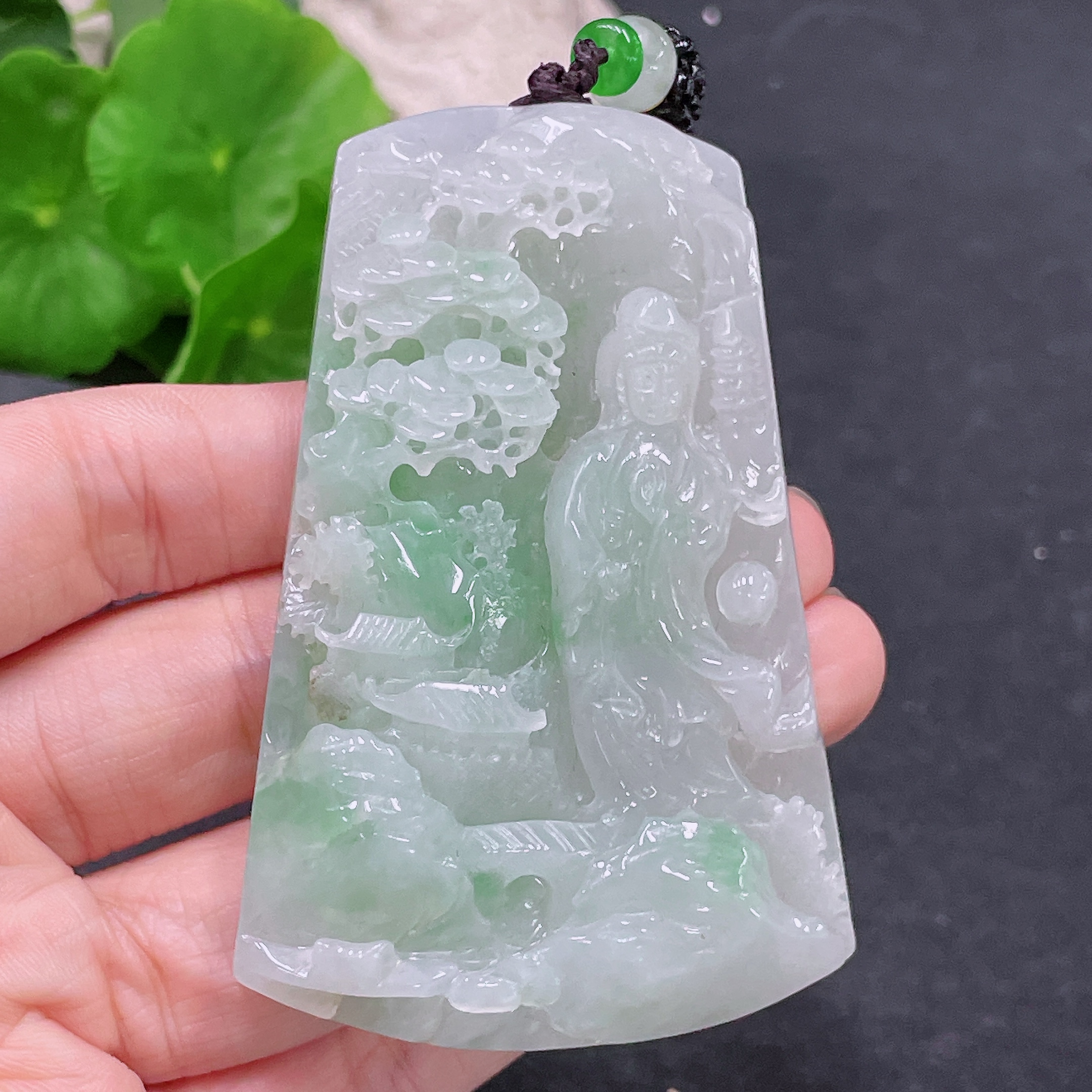 F33864917 Jadeite Pendant Guanyin with Cord Total Weight Approx. 93.4g