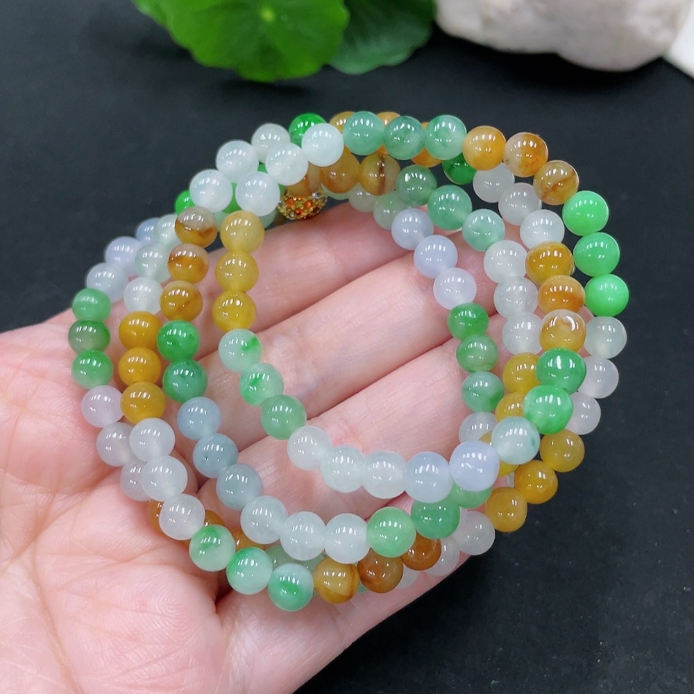 F31580531 Jadeite Beaded Necklace Approx. 6.2mm Total Weight Approx. 43.7g Non-gold Inlaid Color Origin Undetermined