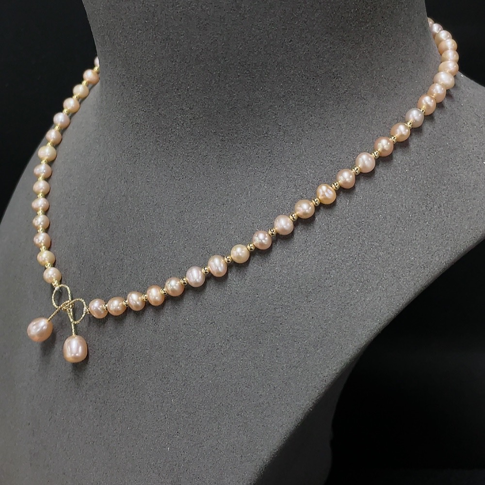 C34007300 Pearl Bead Necklace Non-Gold Total Weight Approx. 13.71g Size 5.6-6.7mm