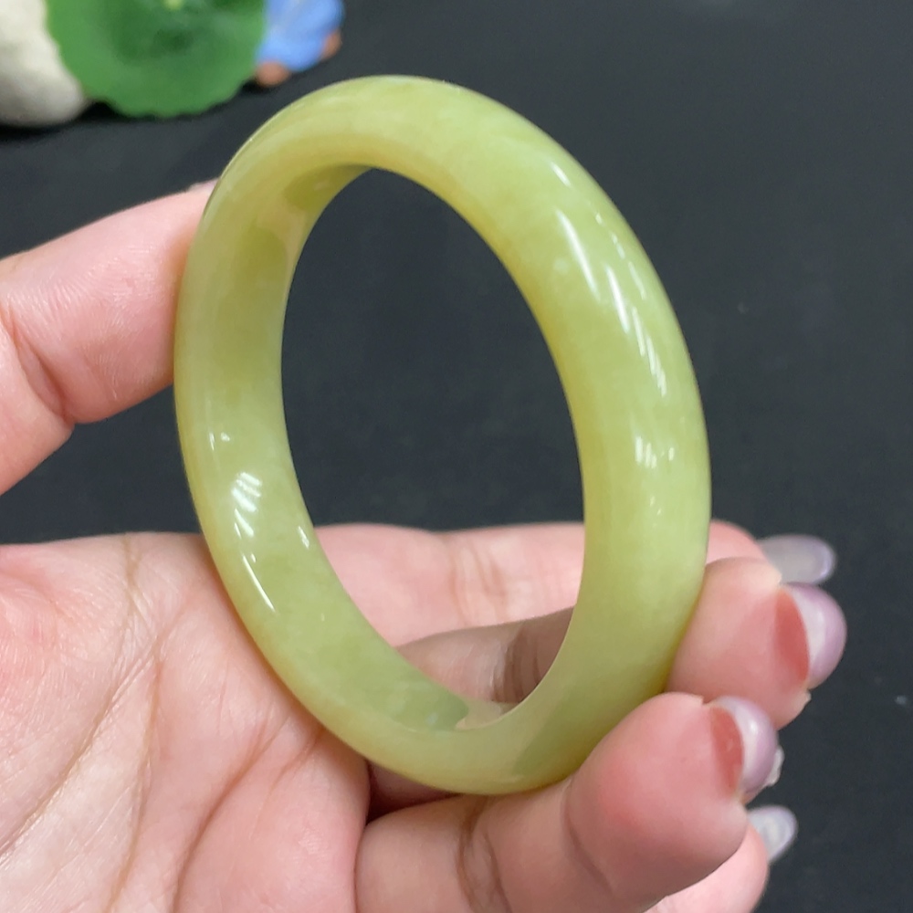 H34956808 Hetian Jade Round Bracelet Size 54.2 Total Weight Approx. 44.6g