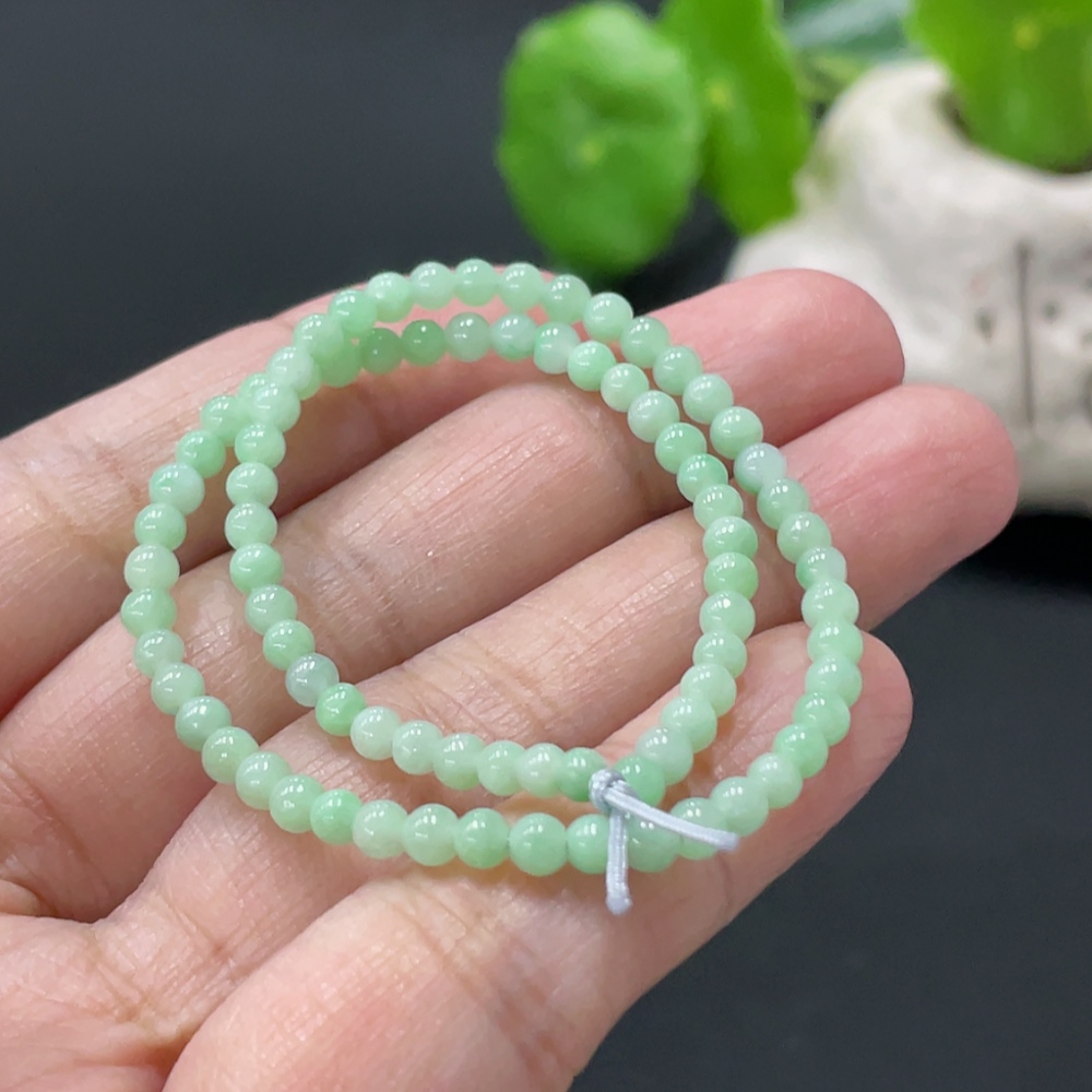 F35108233 Jadeite Bracelet Approx. 3.2mm Beads Total Weight Approx. 4.37g