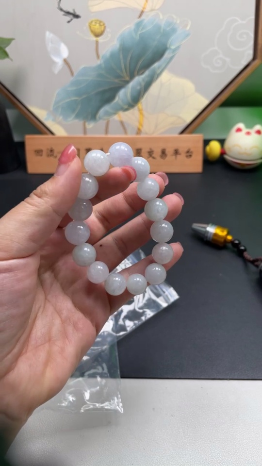 F14525334 Jadeite Beaded Necklace Approx. 12.8mm Total Weight 51.900g