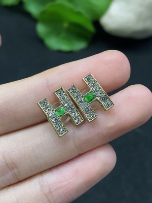 F34057136 Jadeite cabochon inlay piece, non-gold setting, total weight approx. 1.5g