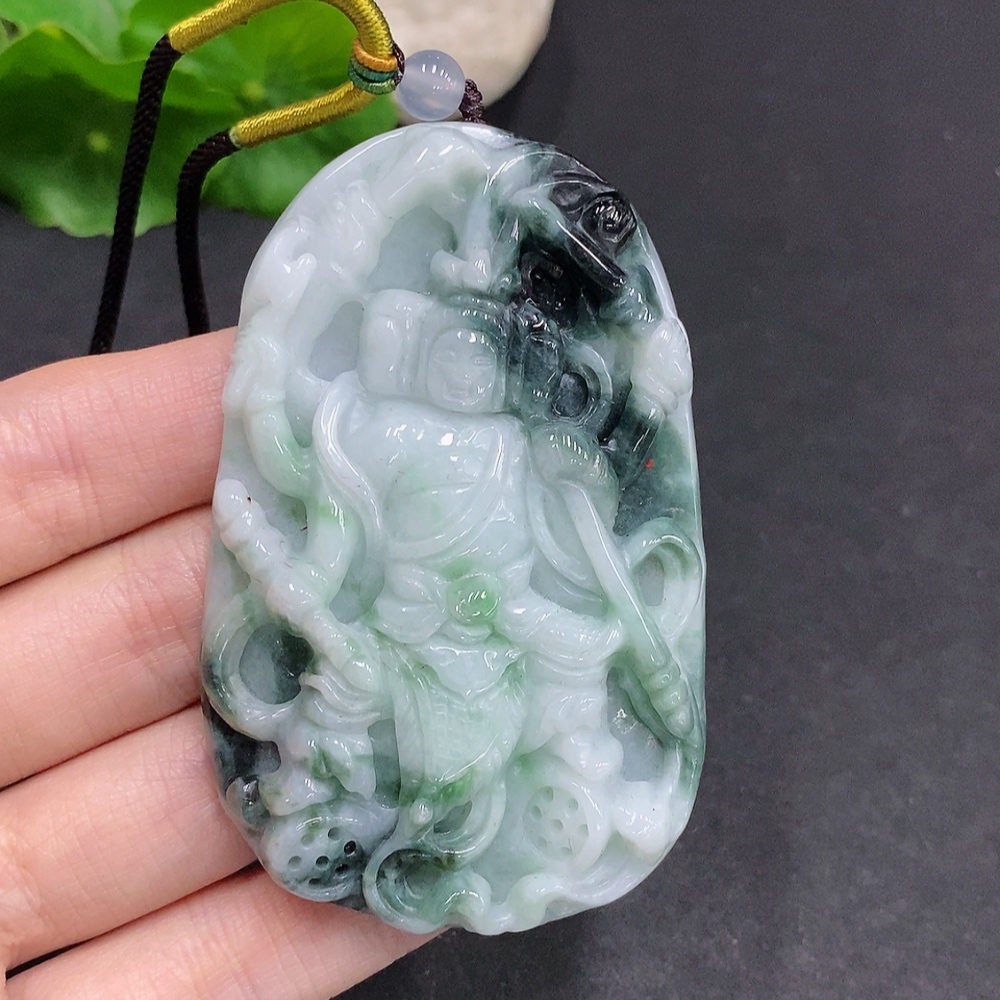 F34061657 Jadeite Pendant Total Weight Including Rope Approximately 82.7g (Beads Not Grade A) (Containing Other Mineral Components)