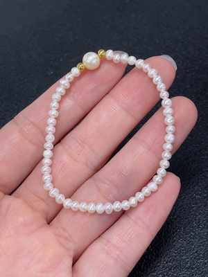 C43161172 珍珠手串 含金量99% 空心金易损  货品总重约2.39克 卡3-5.7mm左右