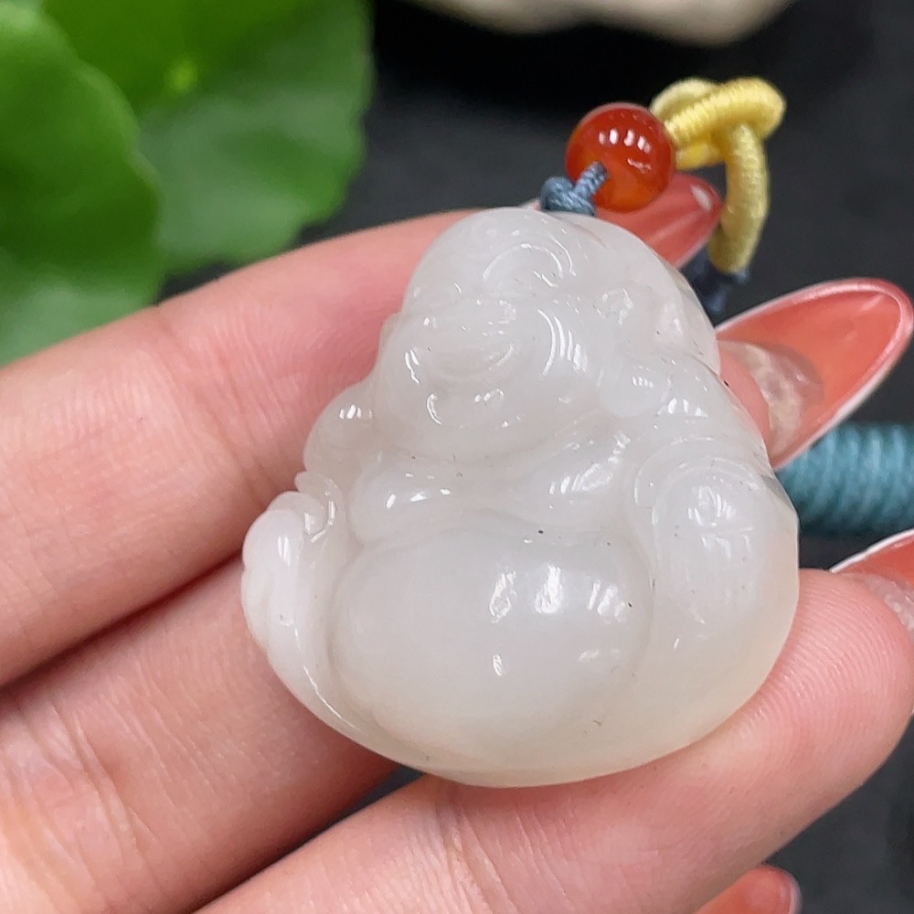 H34979762 Hetian Jade Pendant - Buddha with Other Mineral Components, Total Weight (Including Rope) Approx. 18.8g