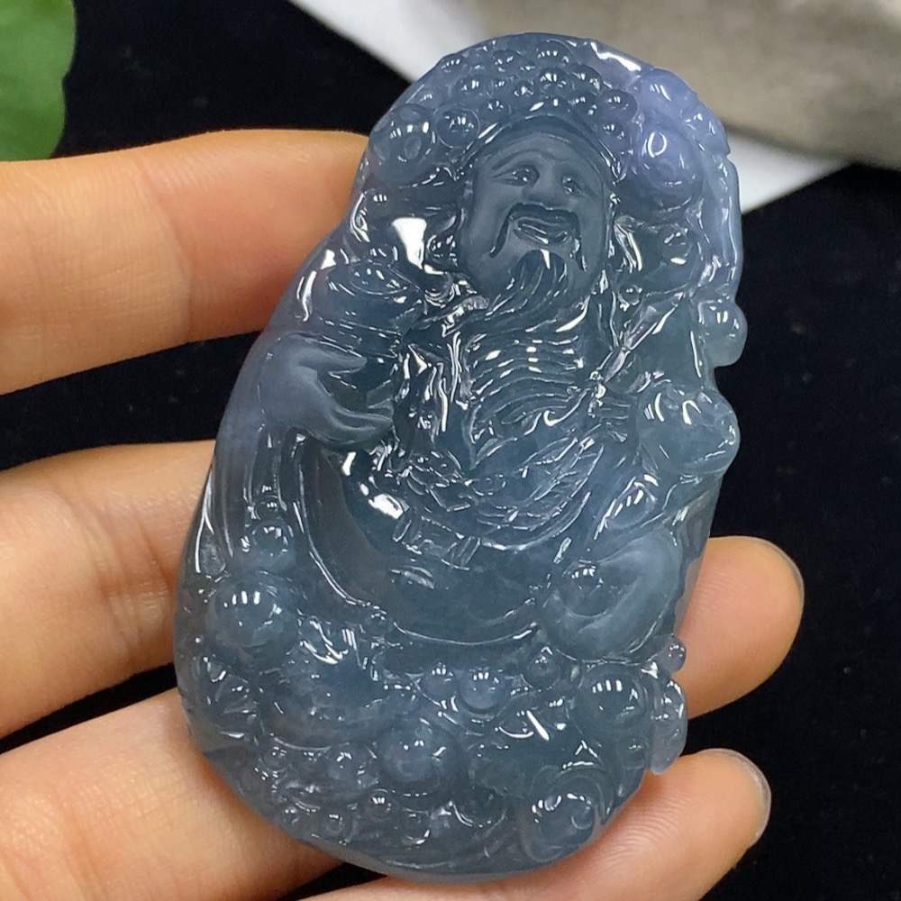 F35095746 Jadeite God of Wealth Pendant, Total Weight Approx. 42.39g