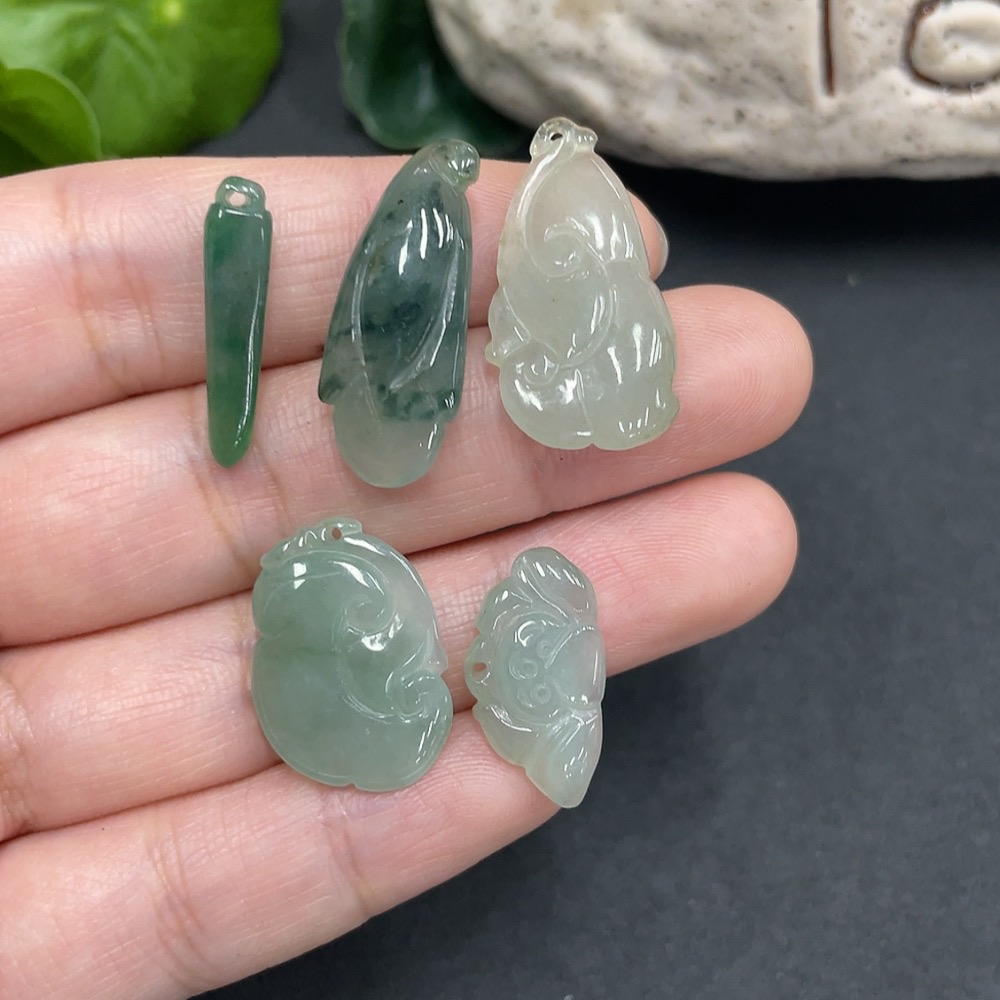 F15649653 Jadeite Inlaid Pieces (Sold as a Lot)