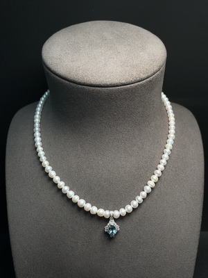 C34040424 Pearl Necklace Non-Gold Total Weight Approx. 18.62g Stone Size 5.5mm Topaz Color Origin Undetermined