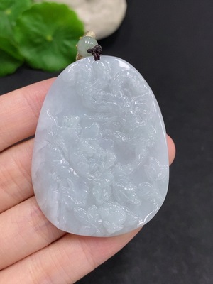 F34962566 Jadeite Phoenix and Peony Pendant