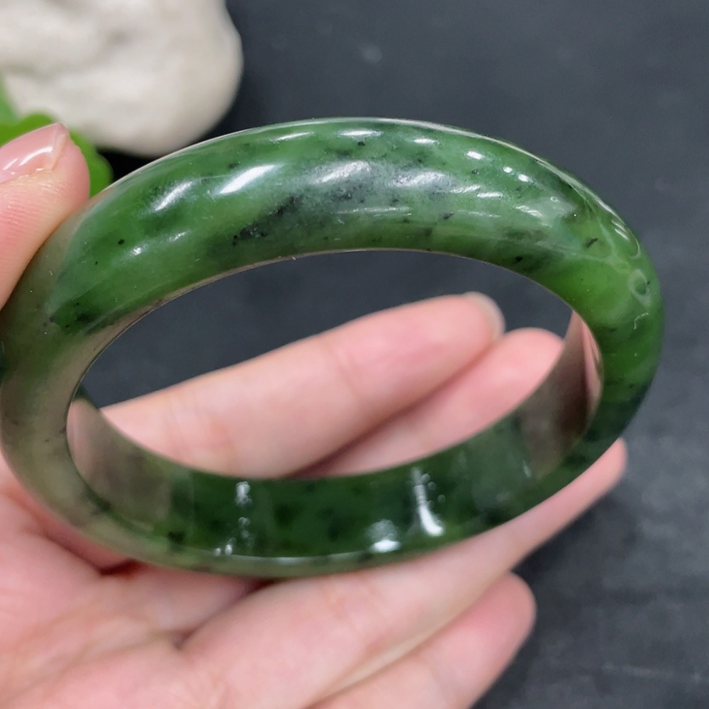H31582303 Hetian Jade Round Bracelet, Size 57.7, Total Weight Approx. 54.2g