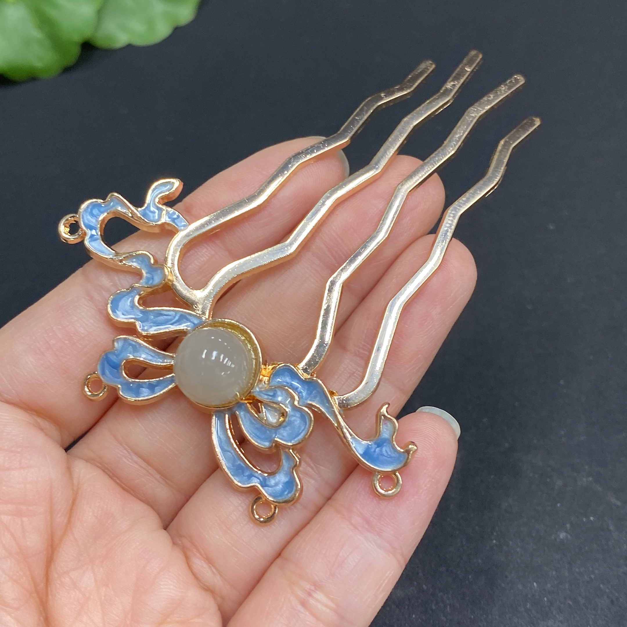 H34969938 Hetian Jade Hairpin    Approx. 9.4mm    Non-gold Inlaid    Total Weight Approx. 8.6g