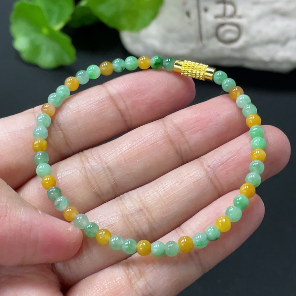 F35080810 Jadeite Bead Necklace 3.8mm approx Non-Gold Clasp Total Weight 4.88g approx