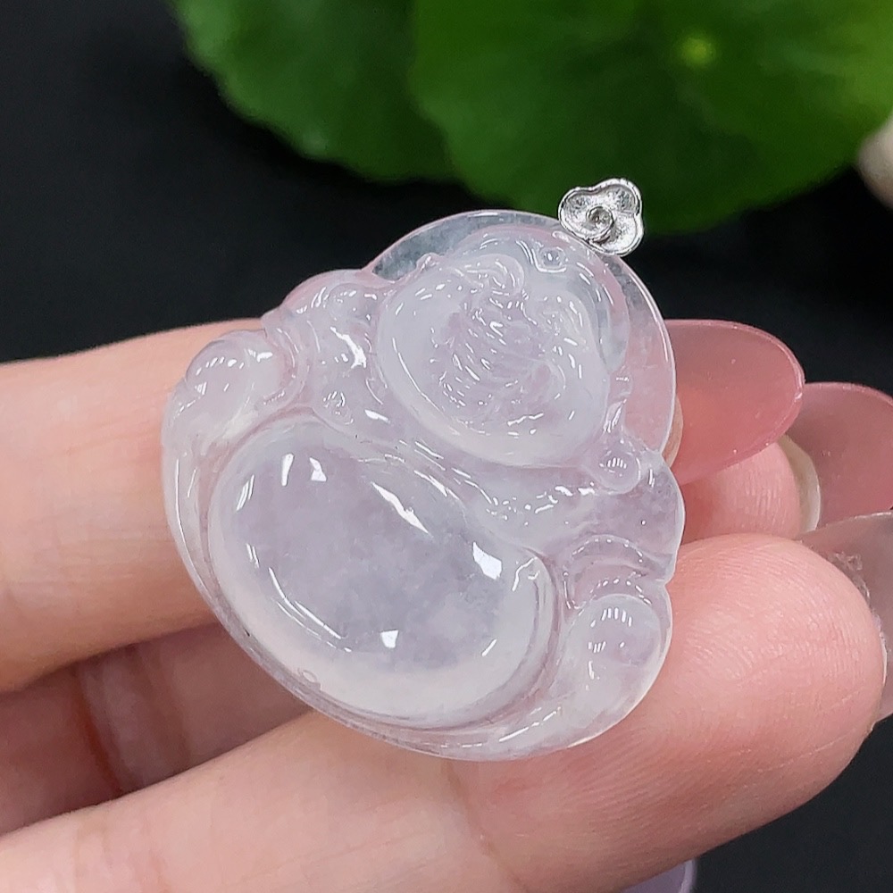 F34981854 Jadeite Buddha Pendant with 18K Gold, Total Weight Approx. 6.2g