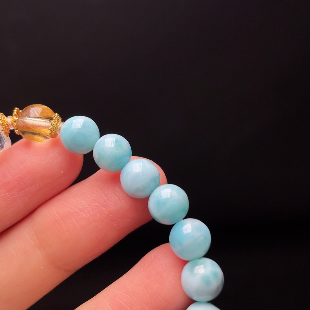 C33936713 Larimar Bracelet with Crystal, Non-Gold, Total Weight Approx. 14.1g, Size Approx. 7.1mm