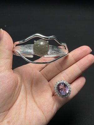 C43199923 水晶手镯+戒指 非金 活口 货品总重约24.9g 一手走