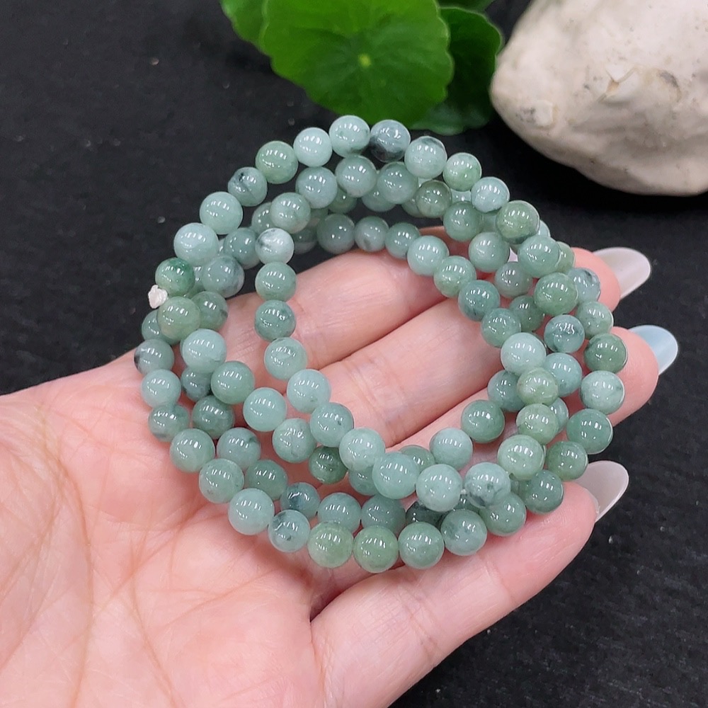 F33873724 Jadeite Bead Necklace Approximately 6.5mm Total Weight About 45.3g