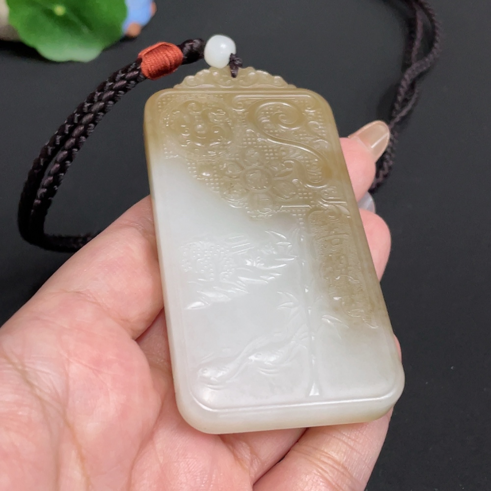 H32767795 Hetian Jade Pendant Guanyin Total Weight approx. [with rope] 91.7g