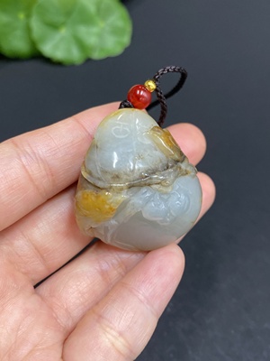 H33845143 Hetian Jade Pendant  Double Blessings Arrive