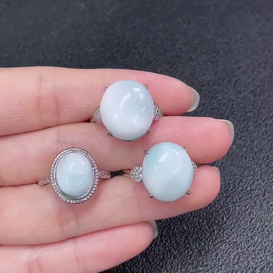 C34950449 Larimar Ring, Non-Gold, Adjustable, Total Weight Approx. 11.54g, Sell as a Lot