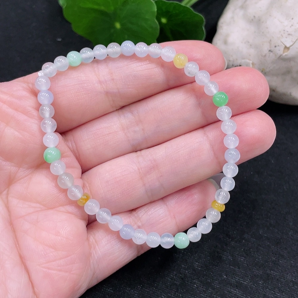 F32735632 Jadeite Bracelet Approx. 4.5mm Beads Total Weight 6.03g Color Origin Undetermined