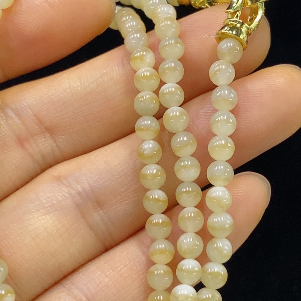 F34024102 Jadeite Beaded Necklace Approx. 4mm Total Weight Approx. 20.53g Non-Gold Yellow Part Color Origin Undetermined