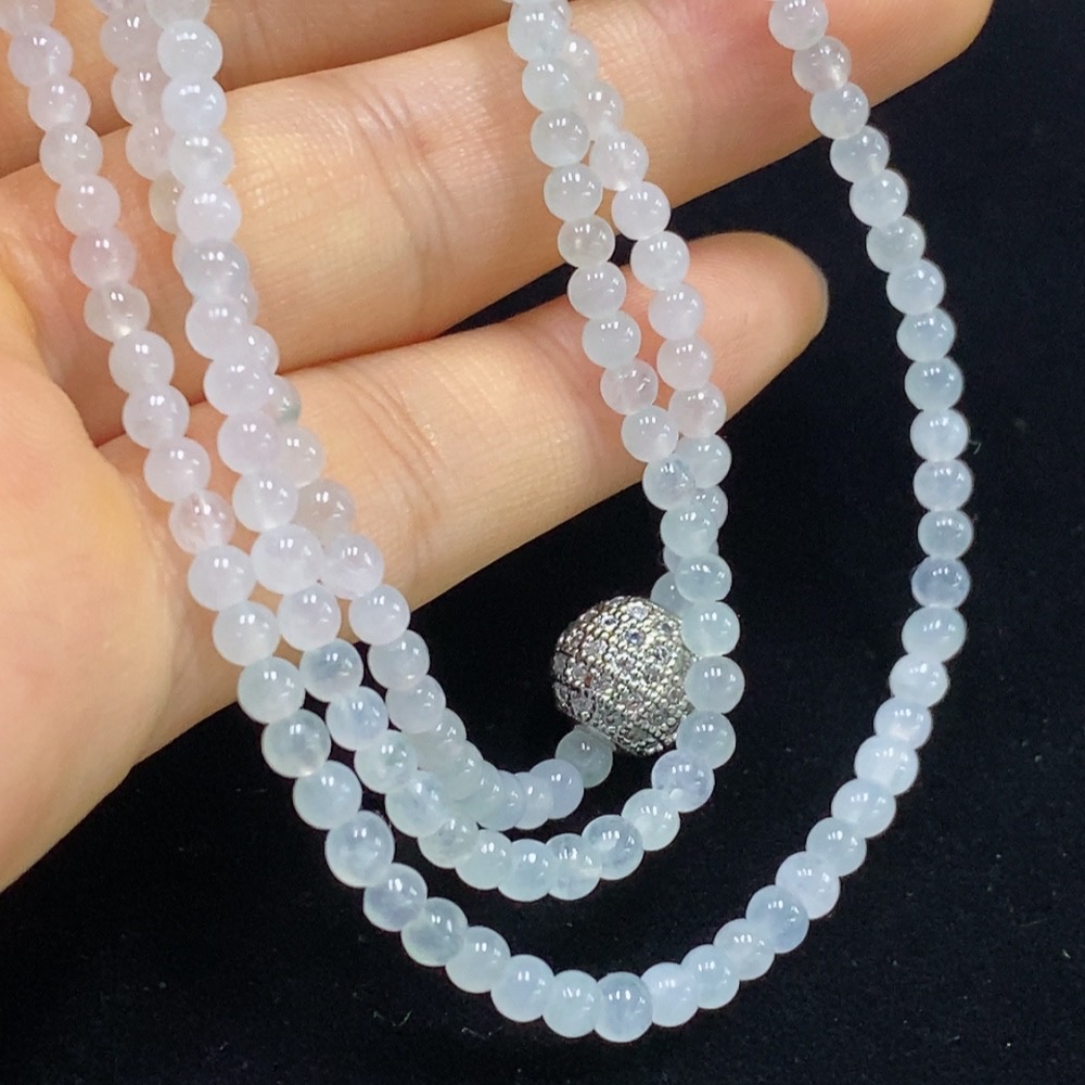 F34024300 Jadeite Bead Necklace Approx. 3.2mm Total Weight Approx. 14.88g Non-Gold