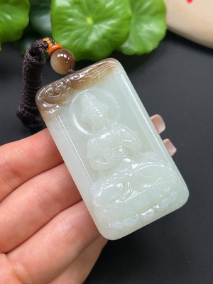 H42980865 和田玉观音挂件 总重约59.5g 含绳